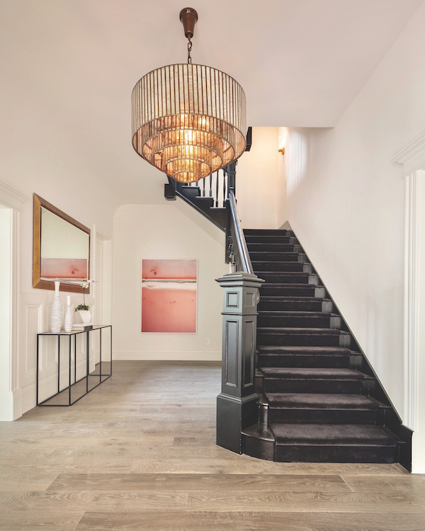 Feng Shui design for Pacific Heights stairway and chandelier