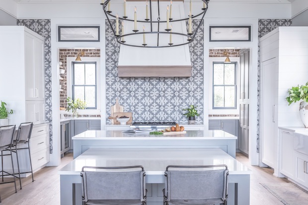 traditional architecture featured in kitchen with porcelain tile