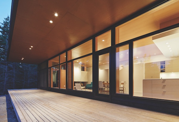 Deck on minimalist custom home