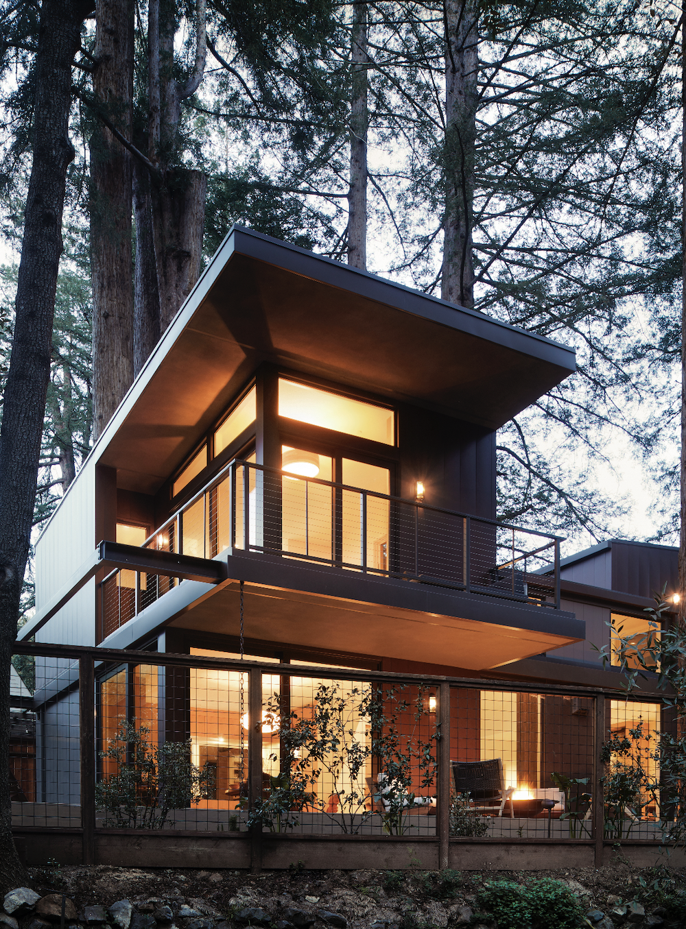 front exterior modern redwood cottage