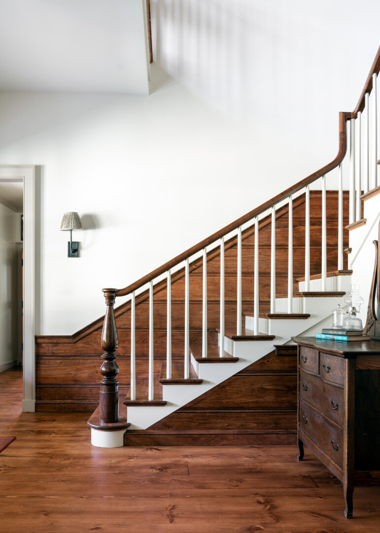 authentic historic staircase in historic pennsylvania farmhouse