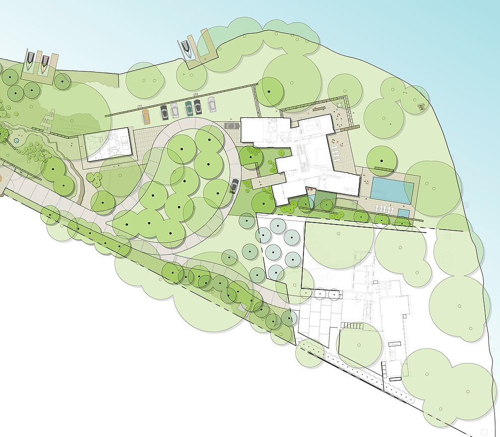 Landscaping and site plan for lake austin house