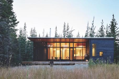 Exterior of minimalist wood-themed custom home in Nova Scotia
